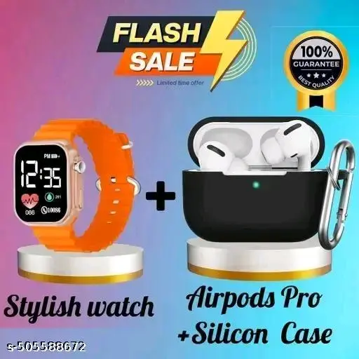 Smart watch and airpod with cover case free flash sale 